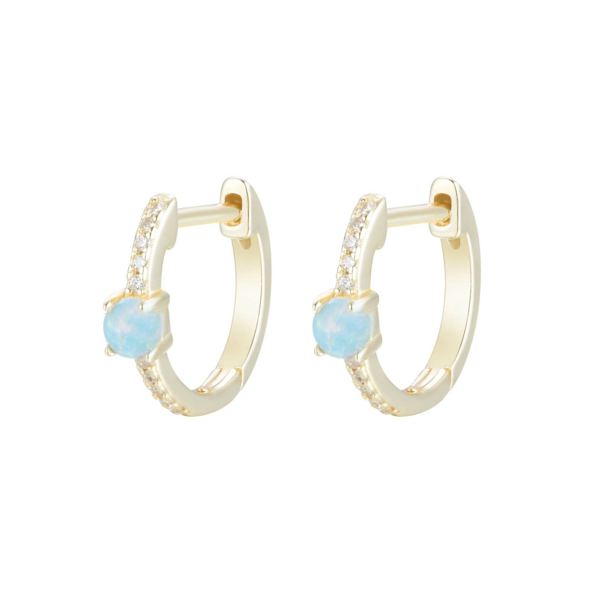 Opal And Crystal Huggie Earrings: Lavender Opal by Kamaria Jewelry