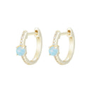 Opal And Crystal Huggie Earrings: Lavender Opal by Kamaria Jewelry