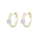 Opal And Crystal Huggie Earrings: Light Green Opal by Kamaria Jewelry