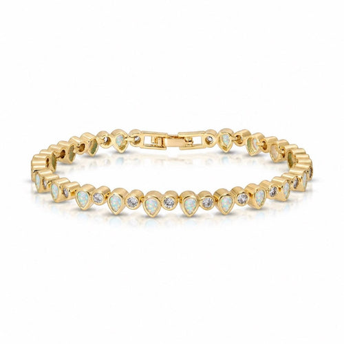 Opal and Gold Teardrop Tennis Bracelet- 6.5" - Red Bird Road