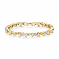 Opal and Gold Teardrop Tennis Bracelet- 7"
