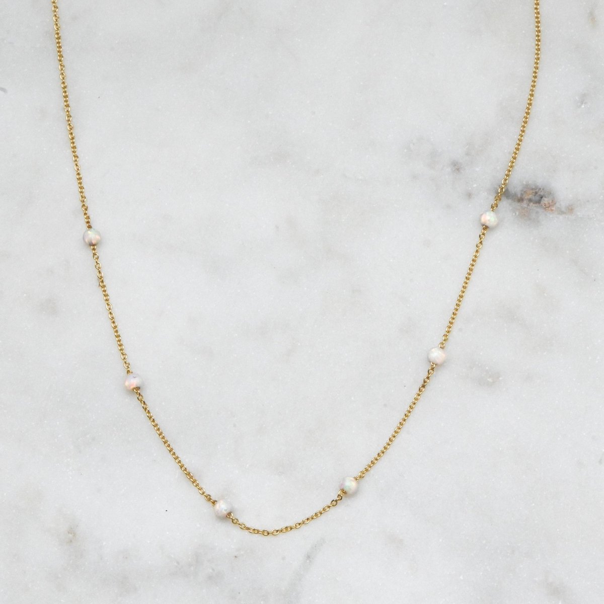 Opal Beaded Necklace: Gold