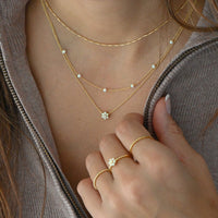 Opal Beaded Necklace: Gold