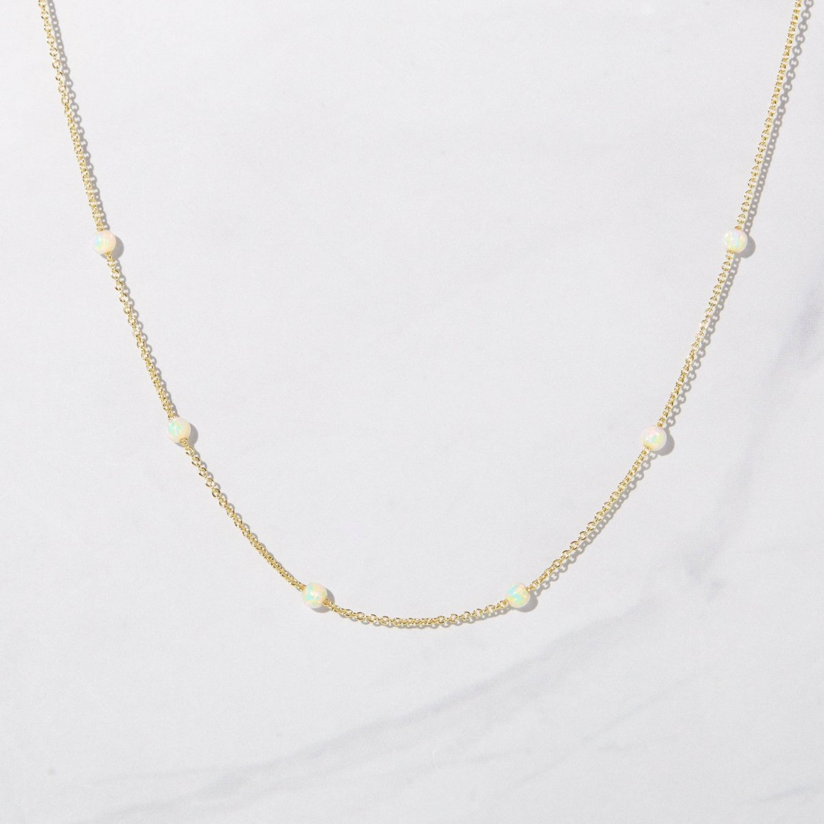 Opal Beaded Necklace: Gold