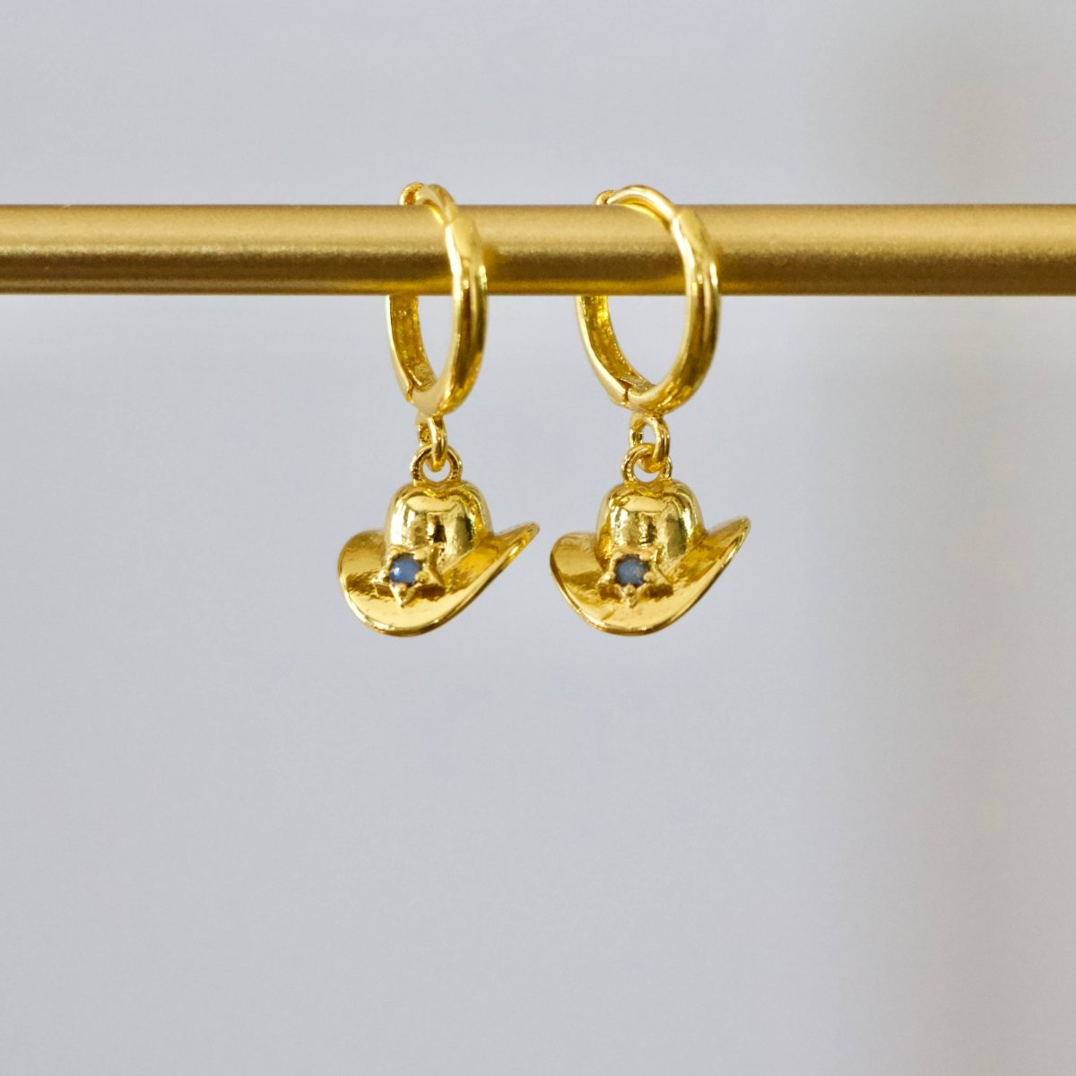 Opal Cowboy Hat Huggie Earrings 