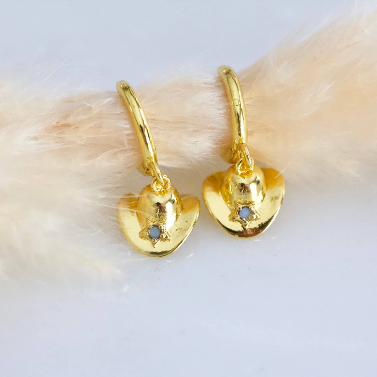 Opal Cowboy Hat Huggie Earrings 