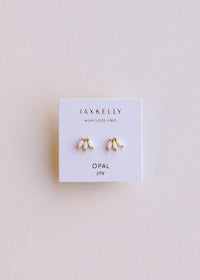 Opal Crown Stud - White - Gold Earrings for Elegant Style - Red Bird Road