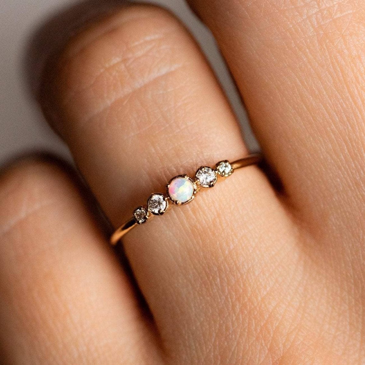 Opal CZ Stacking Ring: Size 6