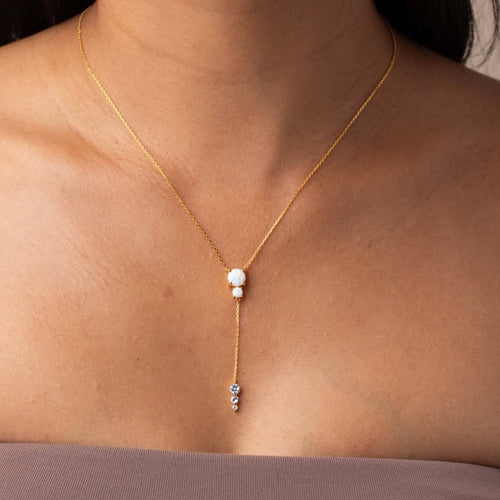 Opal & Diamond Droplet Lariat
