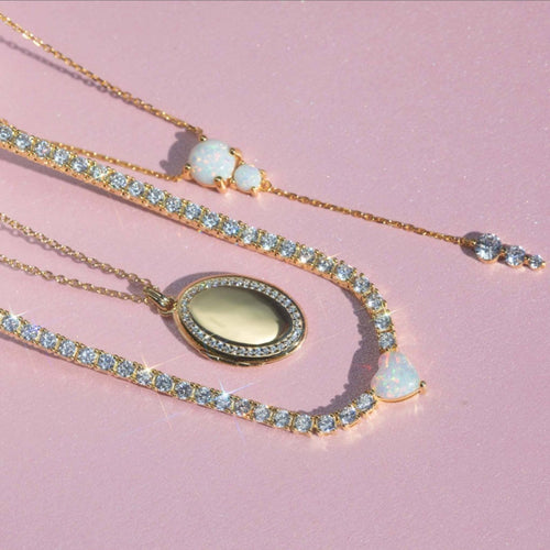 Opal & Diamond Droplet Lariat