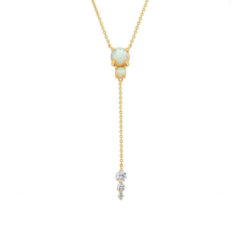 Opal & Diamond Droplet Lariat