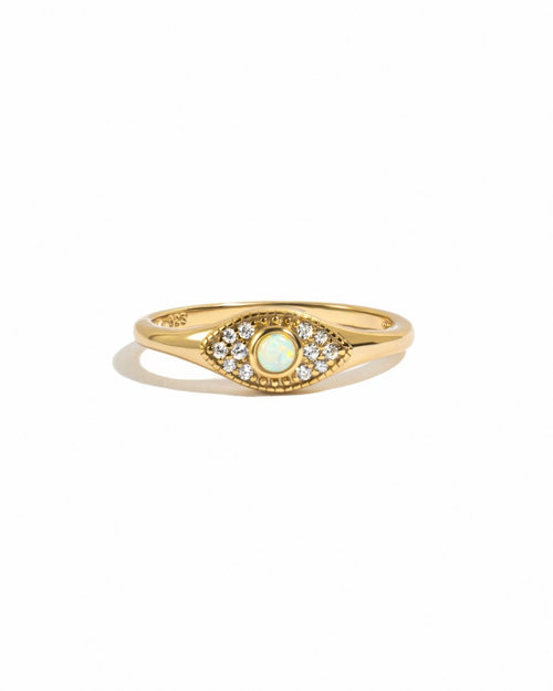 Opal Evil Eye Ring Gold
