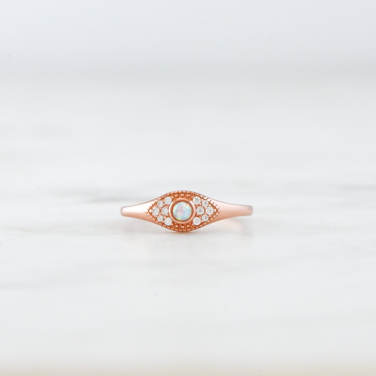 Opal Evil Eye Ring Rose Gold