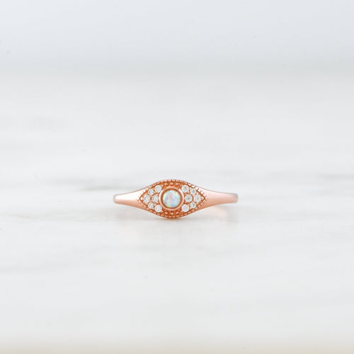 Opal Evil Eye Ring Rose Gold