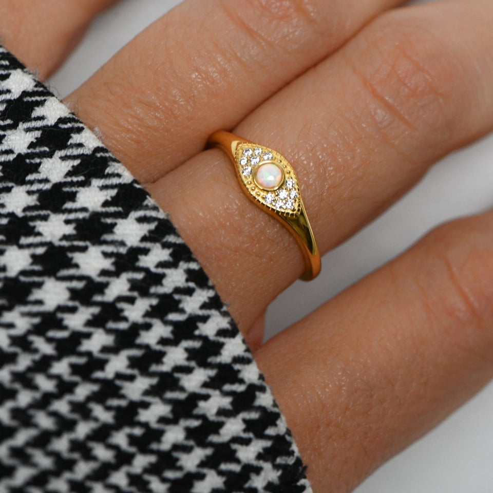 Opal Evil Eye Ring