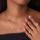 Opal Flower Charm Necklace: Gold