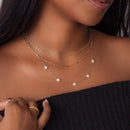 Opal Flower Charm Necklace: Gold
