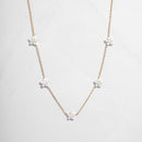 Opal Flower Charm Necklace: Gold