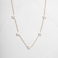 Opal Flower Charm Necklace: Gold