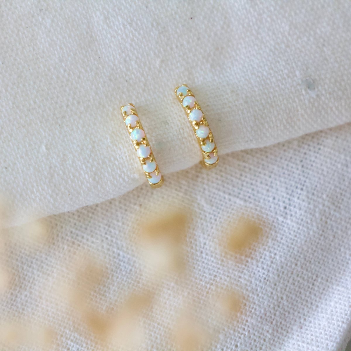 Opal Huggie Hoop Earrings - 10mm