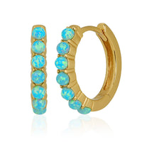 Opal Huggie Hoops - Blue