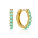 Opal Huggie Hoops - Seafoam