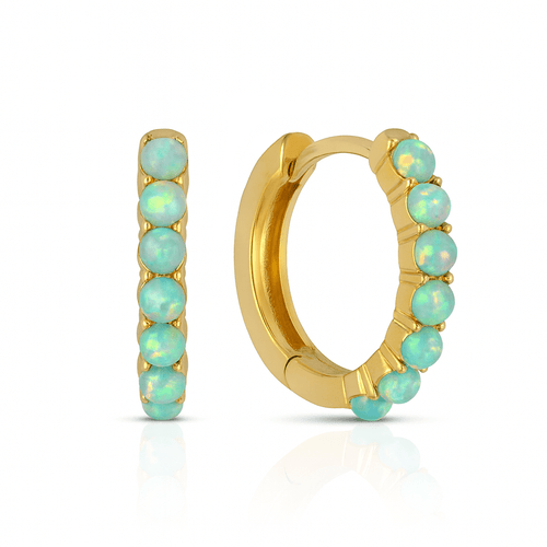Opal Huggie Hoops - Seafoam