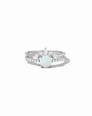 Opal Ring Set w Pave Ring Silver Rings by Sami Jewels