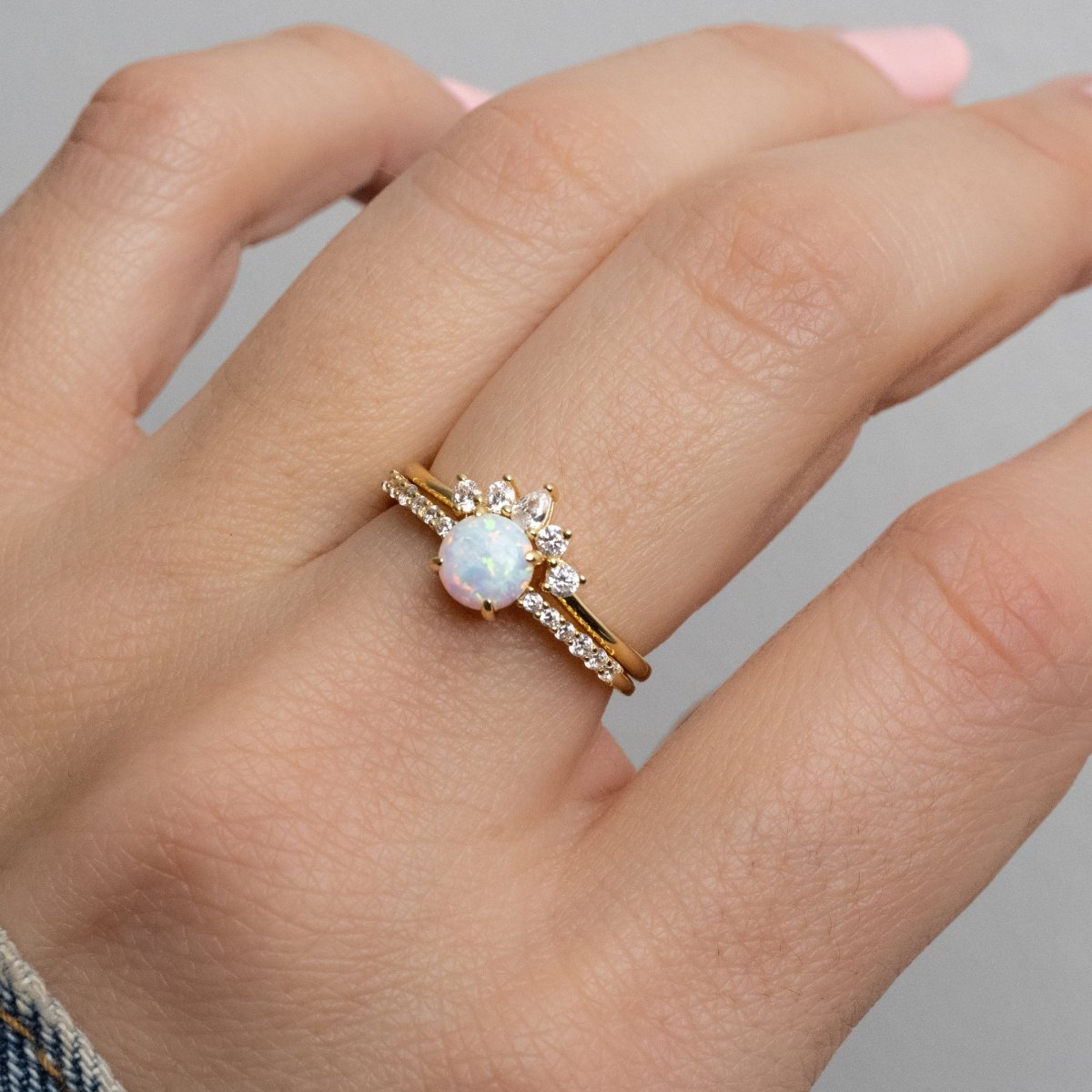 Opal Ring Set w Pave Ring Rings by Sami Jewels