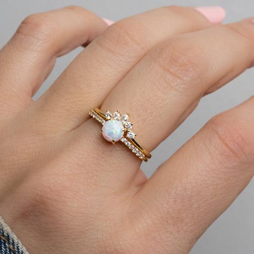Opal Ring Set w Pave Ring Rings by Sami Jewels