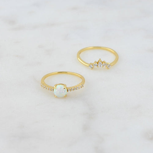 Opal Ring Set w Pave Ring Rings by Sami Jewels