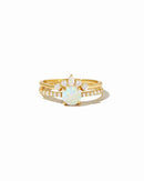 Opal Ring Set w Pave Ring Gold Rings by Sami Jewels