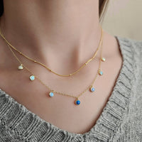 Opal Station Necklace in Blue Opal