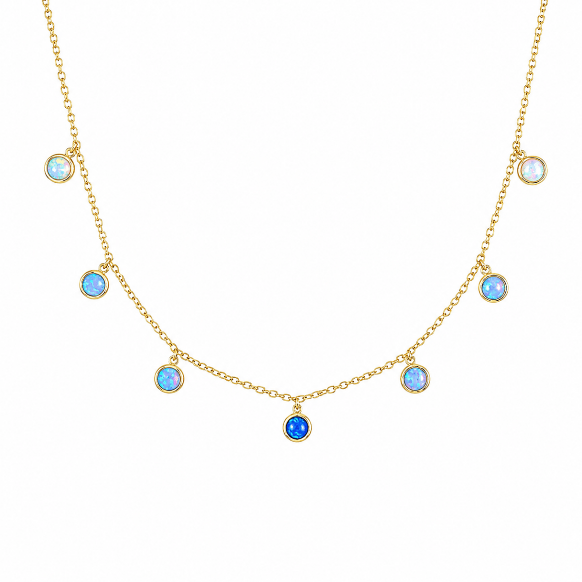 Opal Station Necklace in Blue Opal