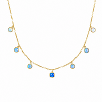 Opal Station Necklace in Blue Opal