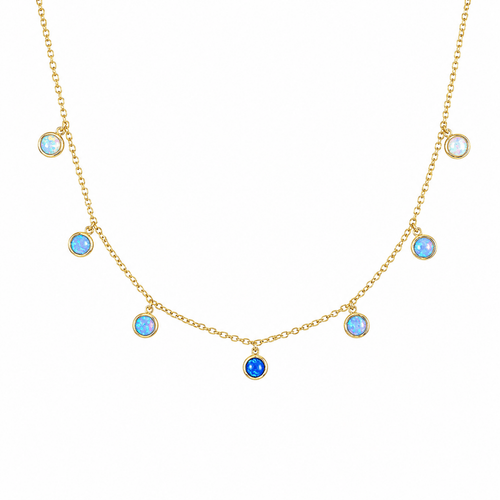 Opal Station Necklace in Blue Opal Necklaces by HolyBang Jewels
