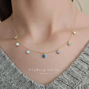 Opal Station Necklace in Blue Opal Necklaces by HolyBang Jewels