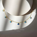 Opal Station Necklace in Blue Opal Necklaces by HolyBang Jewels