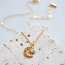 Opal Sun and Hammered Moon Necklace