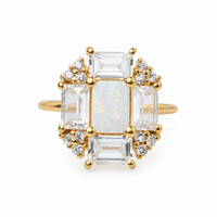 Opal & Topaz Baguette Fire Ring