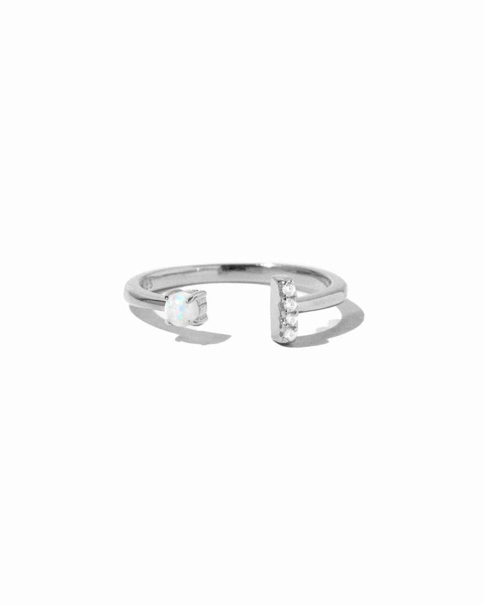 Open Cuff Opal Ring Silver Rings by Sami Jewels