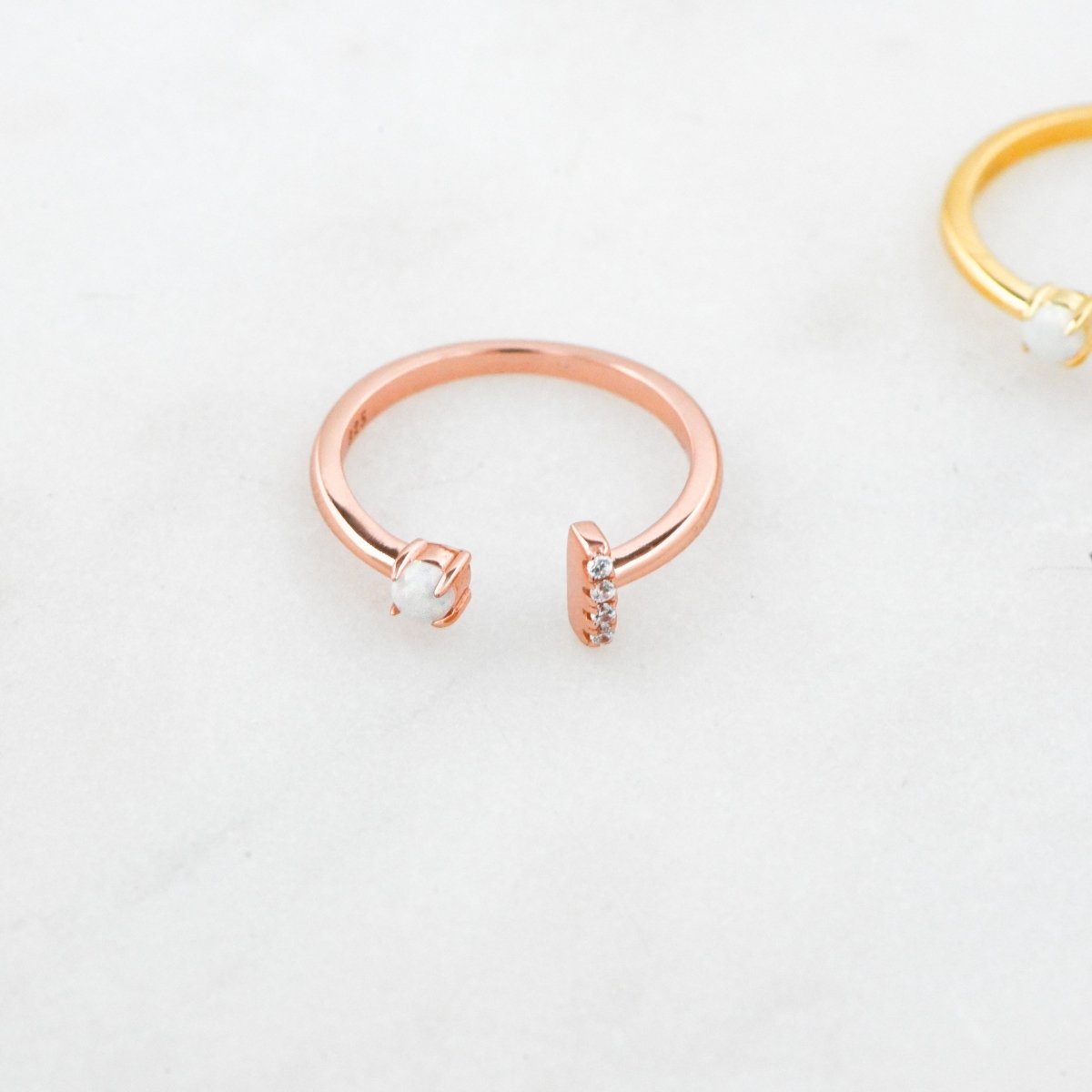 Open Cuff Opal Ring Rose Gold Rings by Sami Jewels