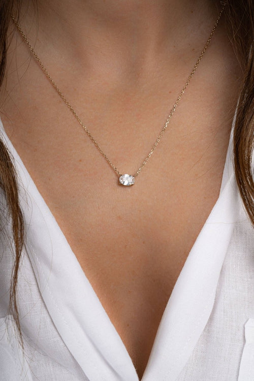 Oval Pendant Necklace: Silver - Red Bird Road