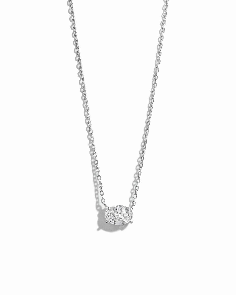 Oval Pendant Necklace: Silver - Red Bird Road