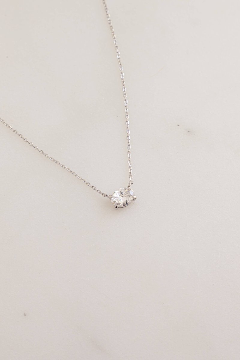 Oval Pendant Necklace: Silver - Red Bird Road