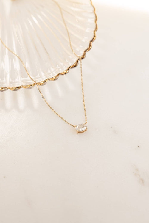 Oval Pendant Necklace: Silver - Red Bird Road