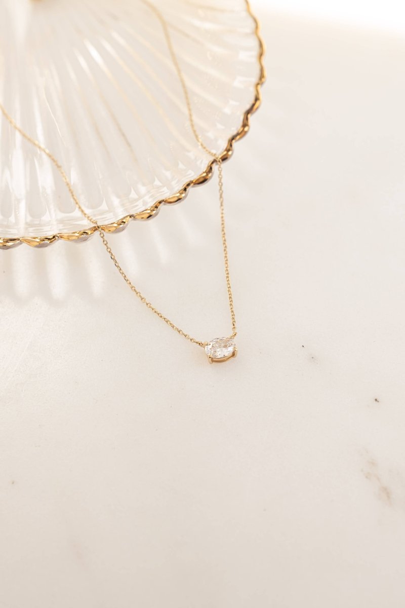 Oval Pendant Necklace: Silver - Red Bird Road