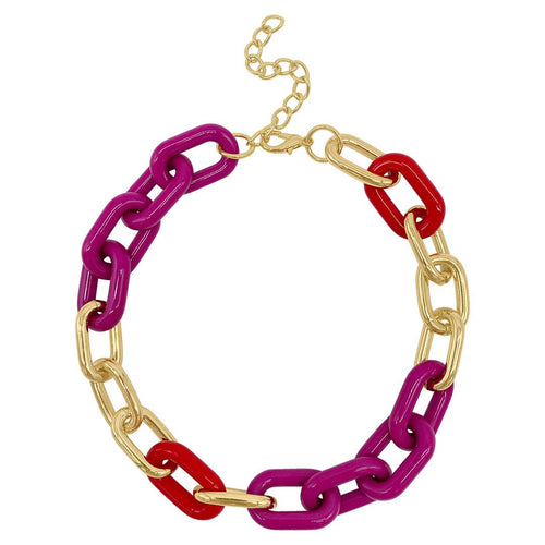 Oversized Color Link Necklace gold by Adornia