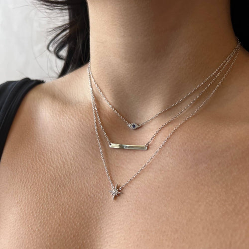 Pave Starburst Necklace: Silver