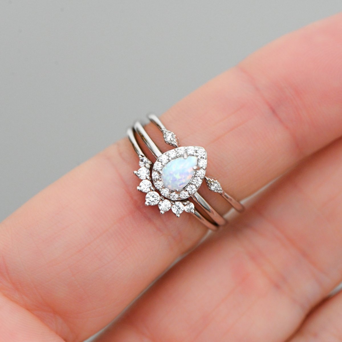 Pear Opal Ring Set